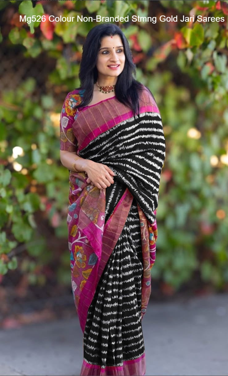 Mg526 Colour Non-Branded Stmng Gold Jari Sarees