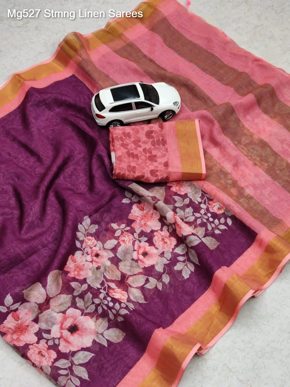 Mg527 Stmng Linen Sarees