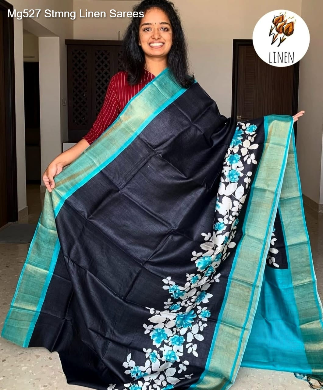 Mg527 Stmng Linen Sarees