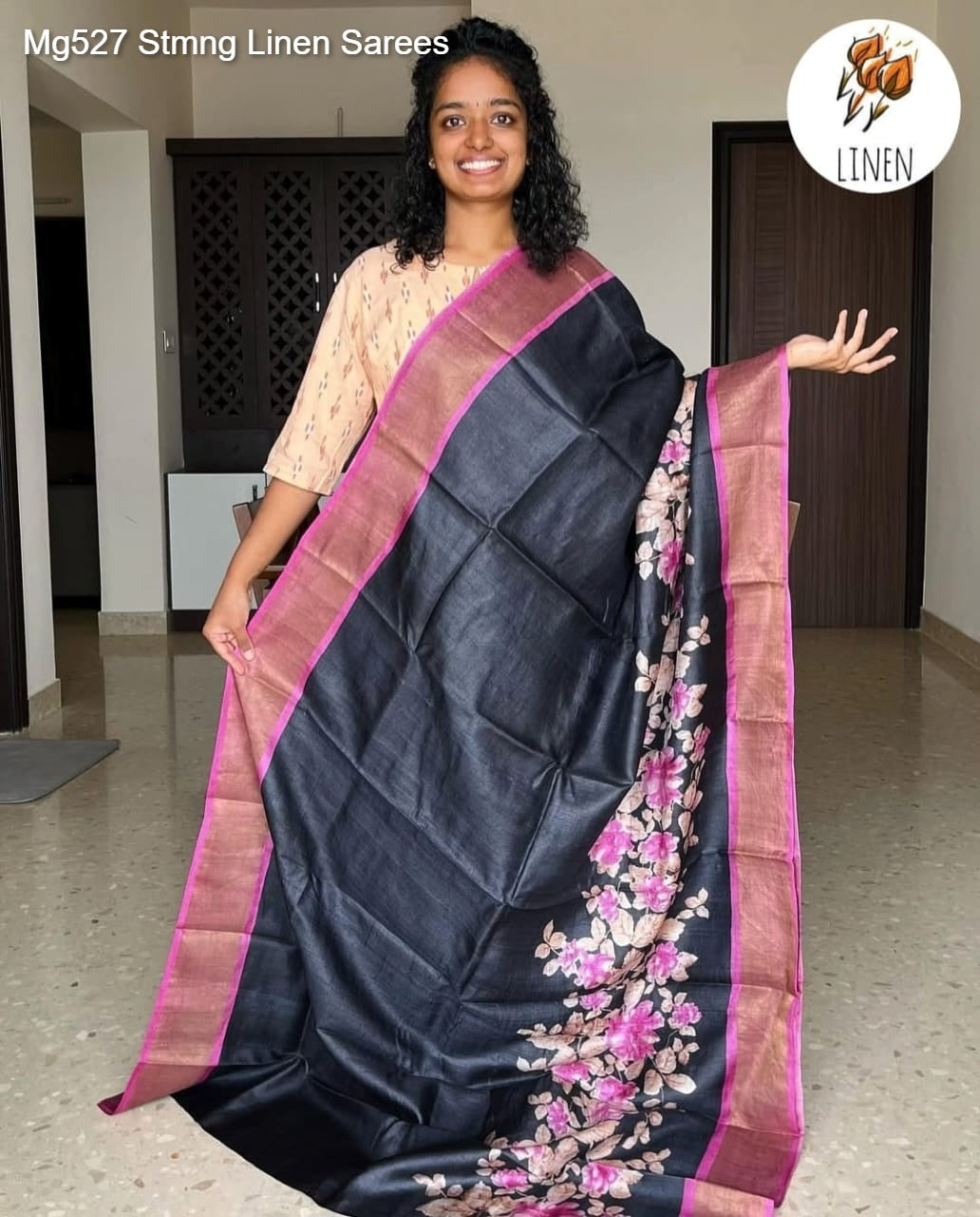 Mg527 Stmng Linen Sarees