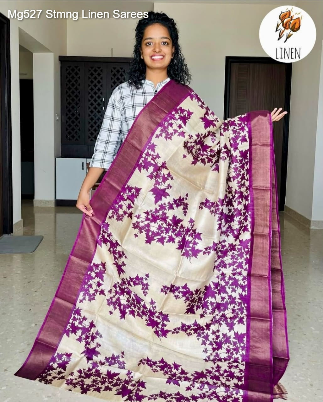 Mg527 Stmng Linen Sarees