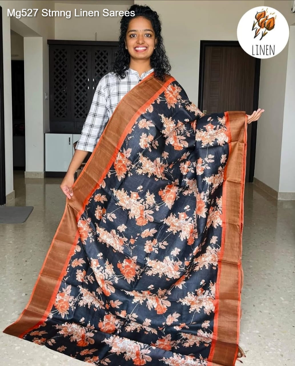 Mg527 Stmng Linen Sarees