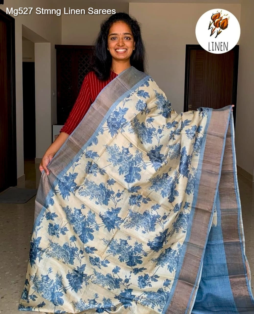 Mg527 Stmng Linen Sarees