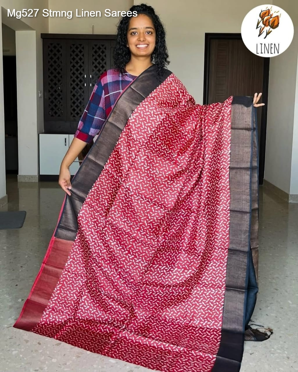 Mg527 Stmng Linen Sarees