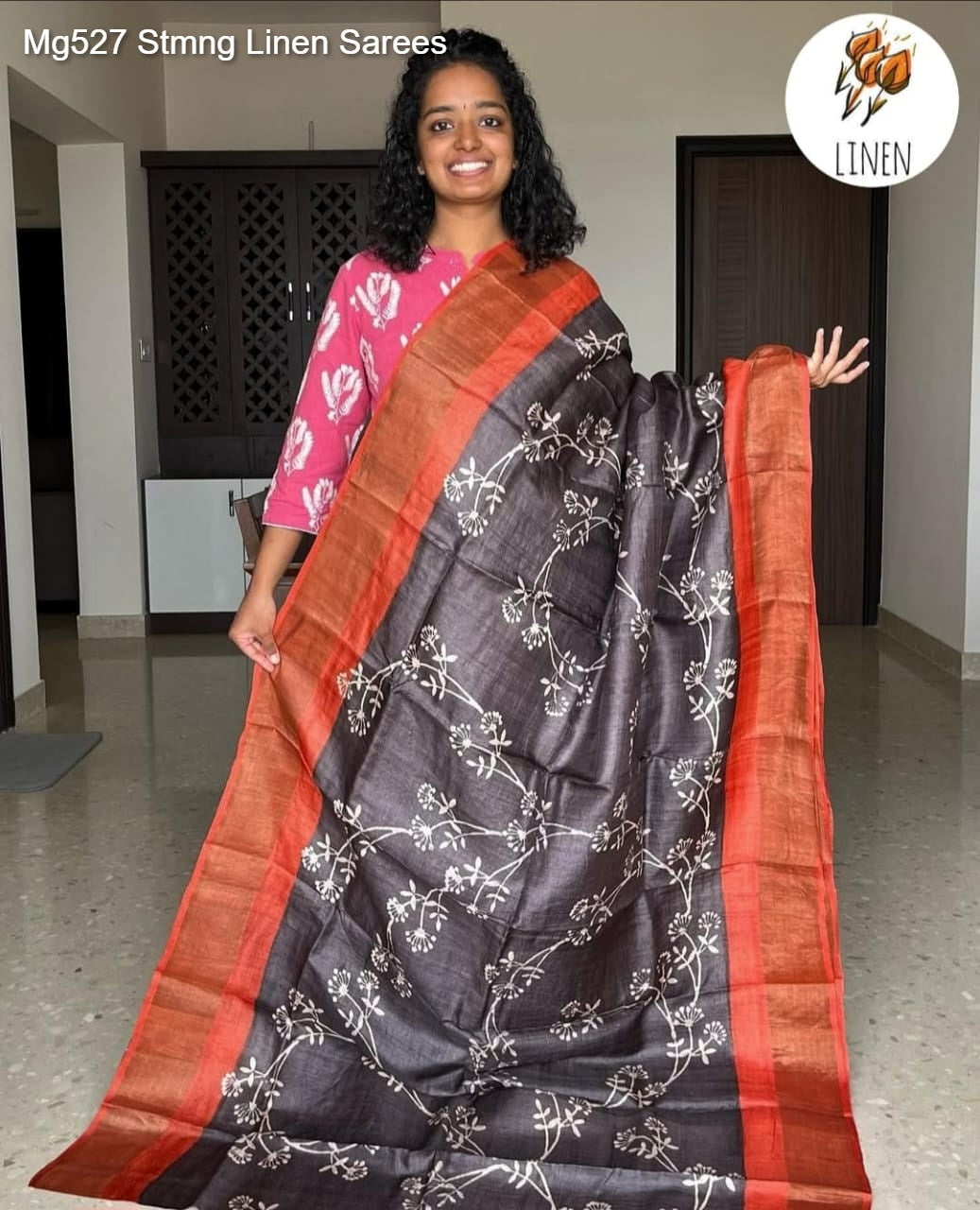 Mg527 Stmng Linen Sarees