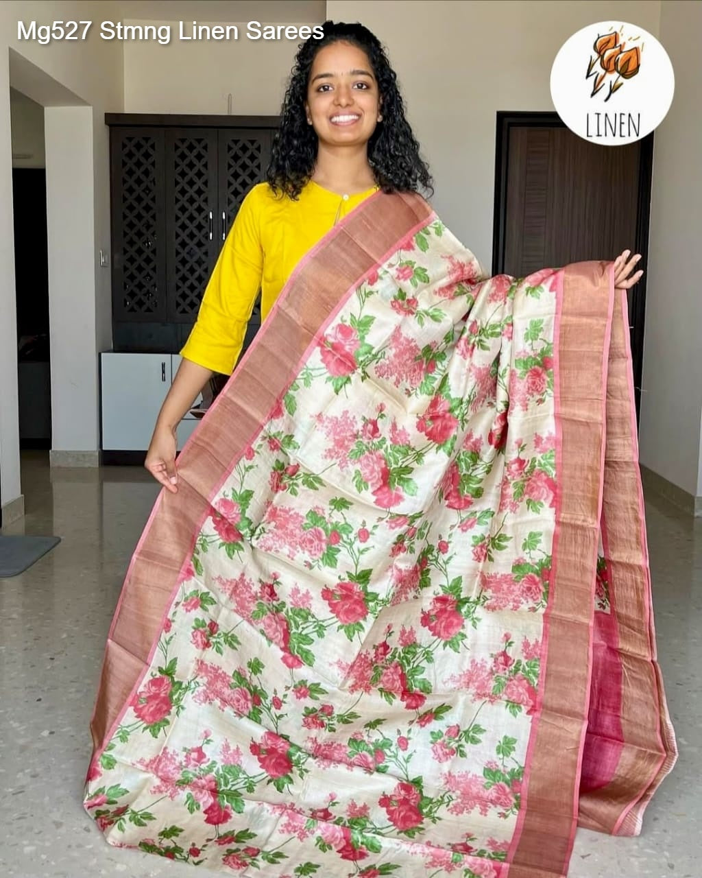 Mg527 Stmng Linen Sarees
