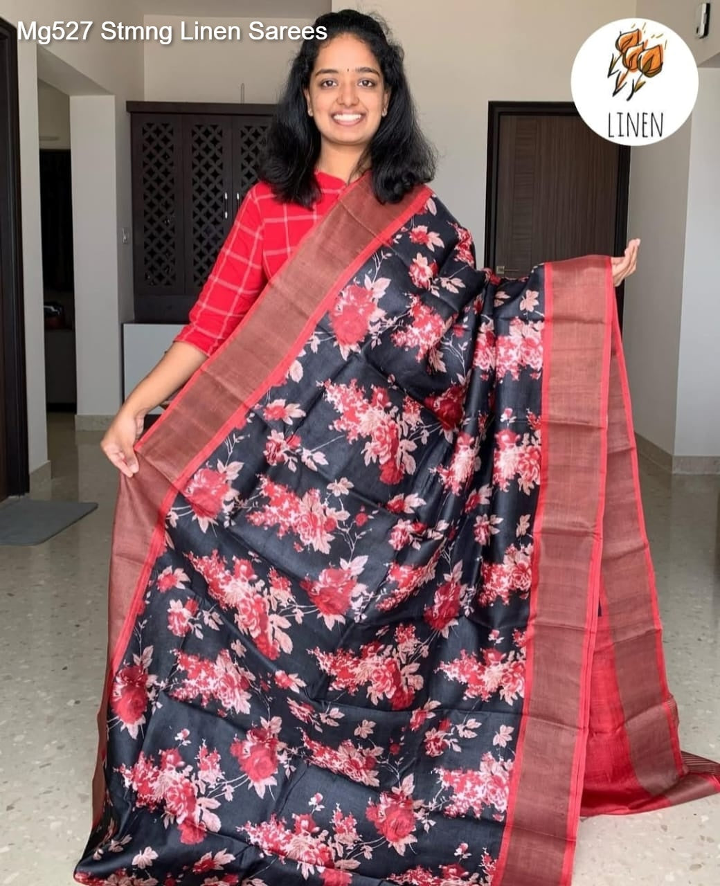 Mg527 Stmng Linen Sarees
