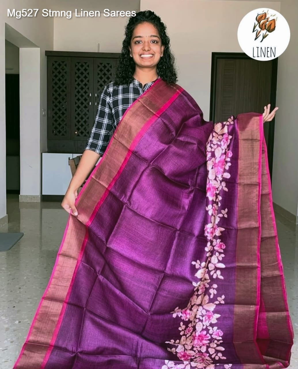 Mg527 Stmng Linen Sarees