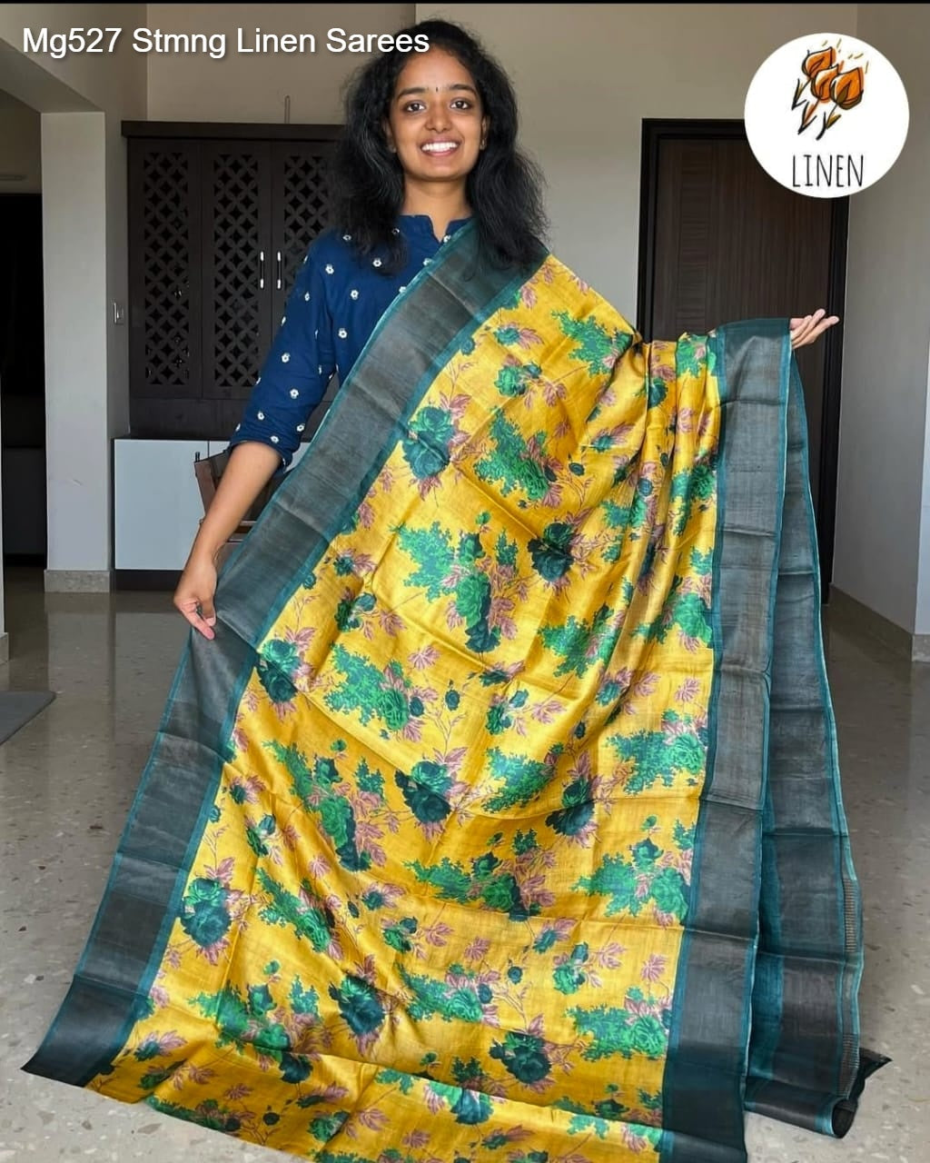 Mg527 Stmng Linen Sarees