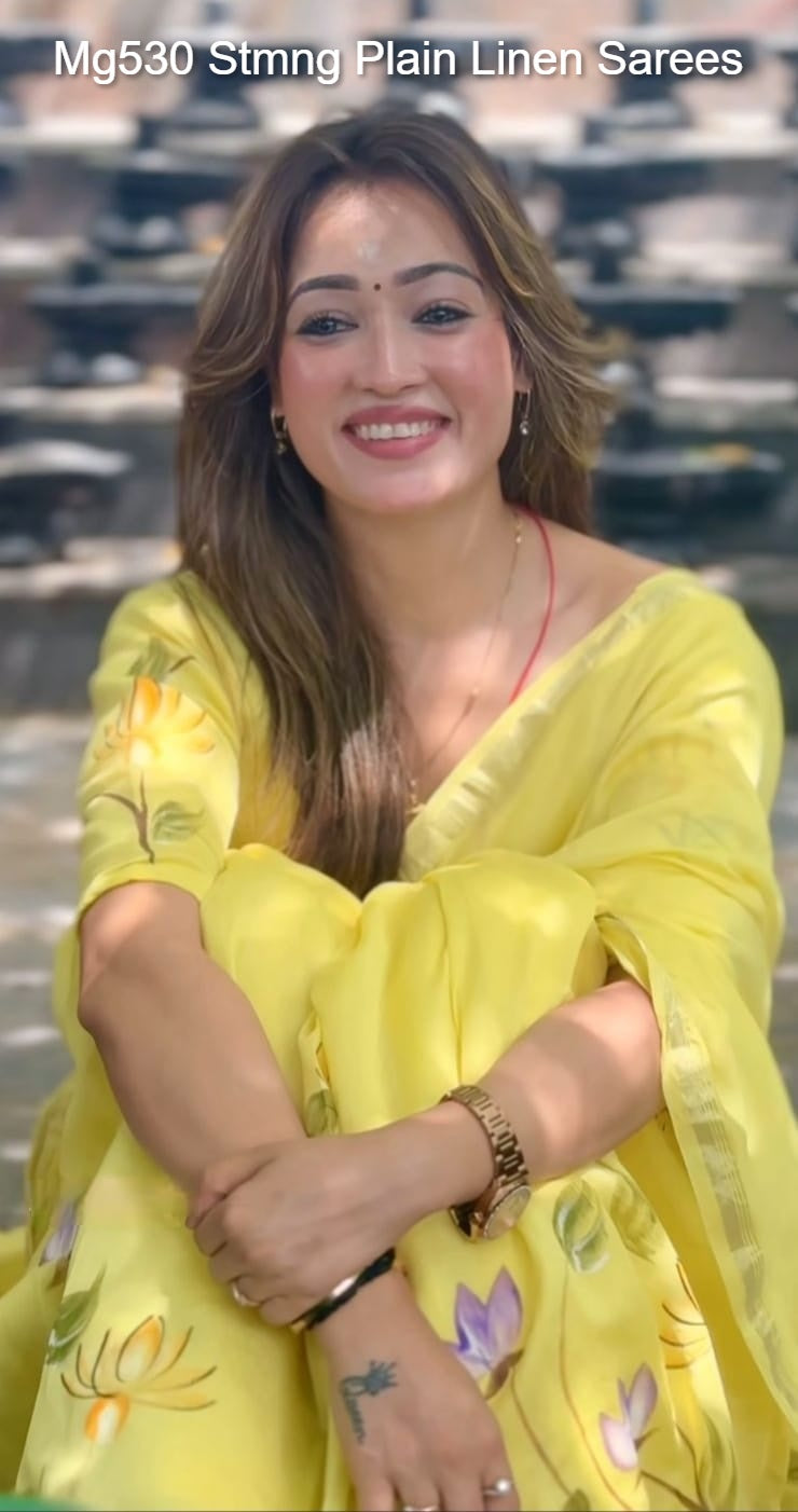 Mg530 Stmng Plain Linen Sarees