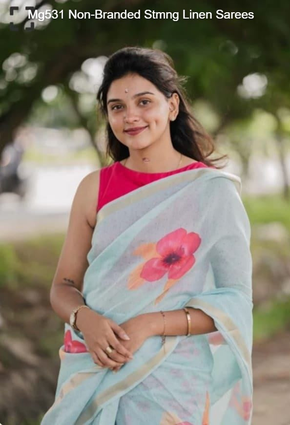 Mg531 Non-Branded Stmng Linen Sarees