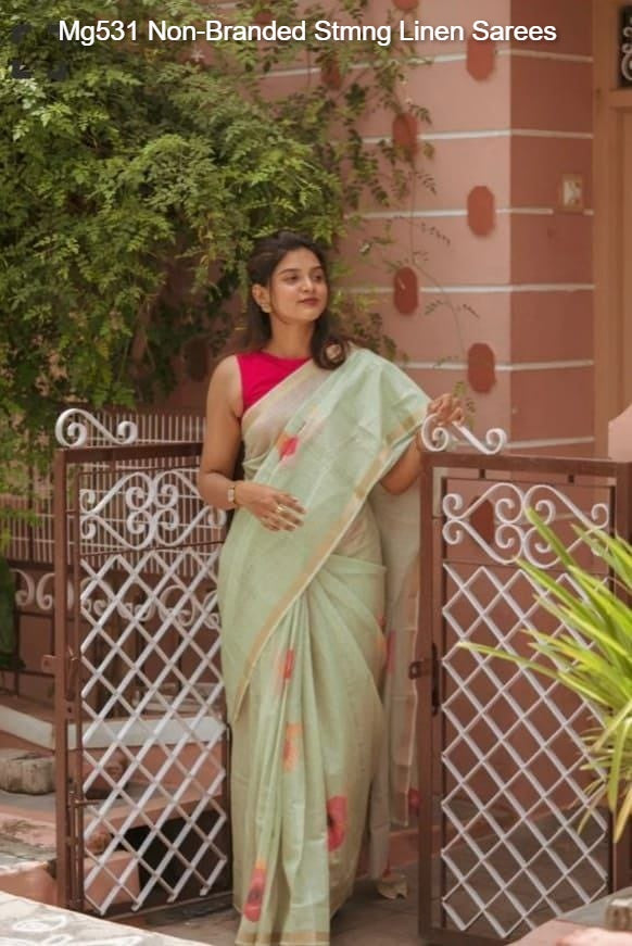 Mg531 Non-Branded Stmng Linen Sarees