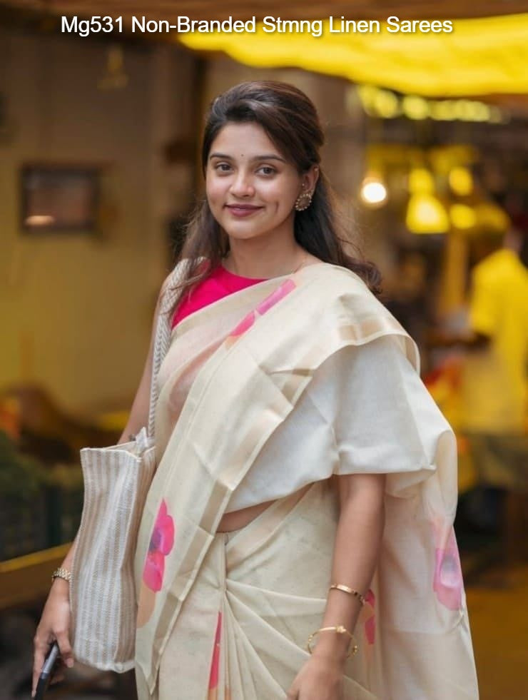 Mg531 Non-Branded Stmng Linen Sarees