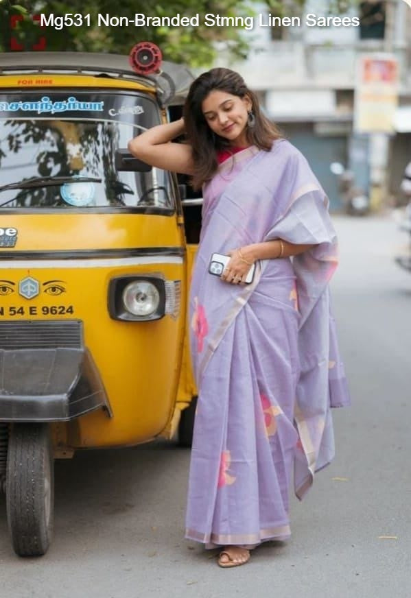 Mg531 Non-Branded Stmng Linen Sarees