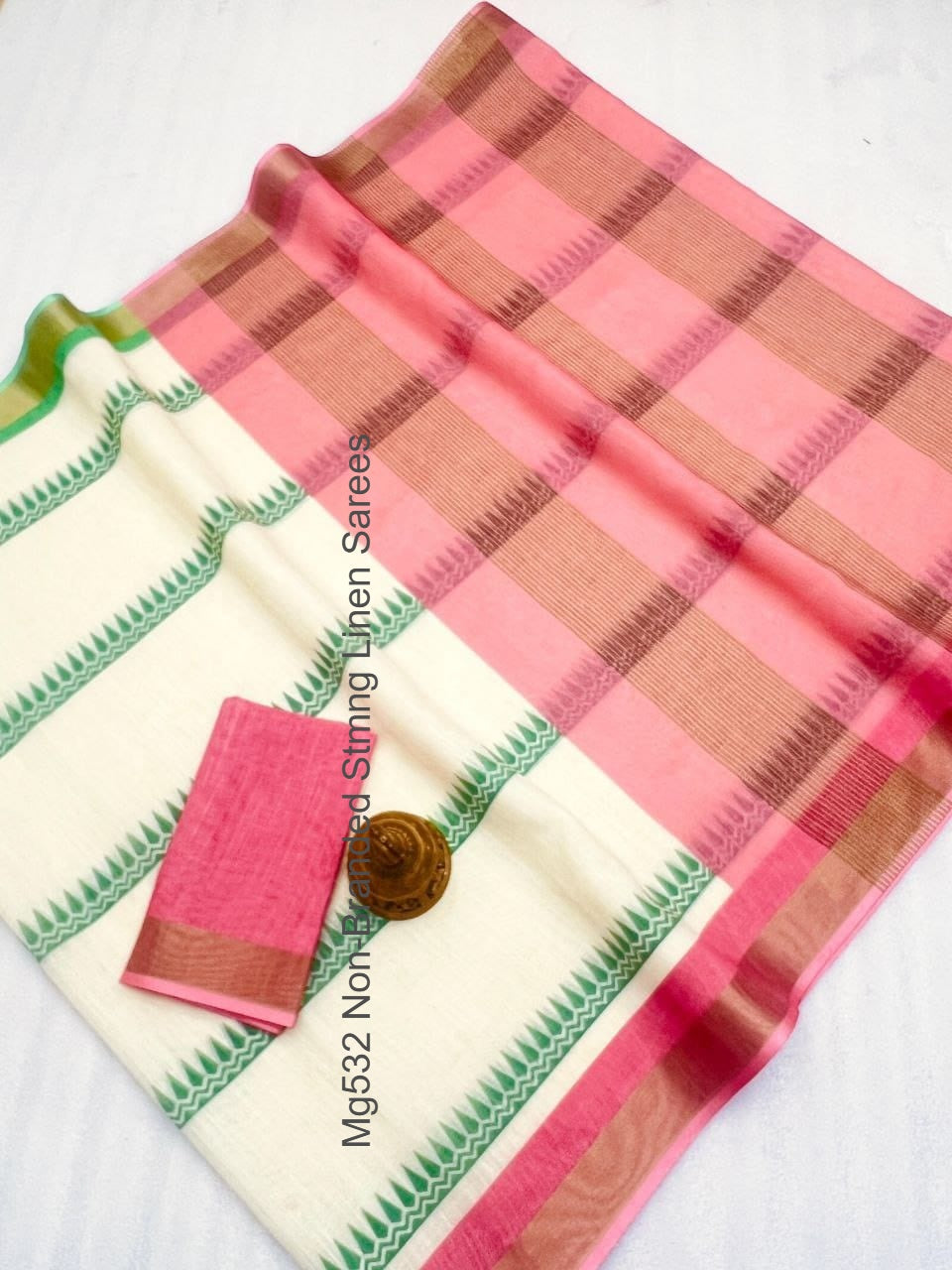 Mg532 Non-Branded Stmng Linen Sarees