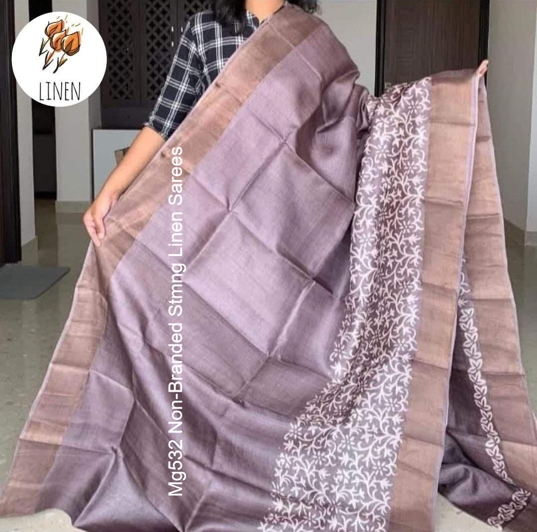 Mg532 Non-Branded Stmng Linen Sarees