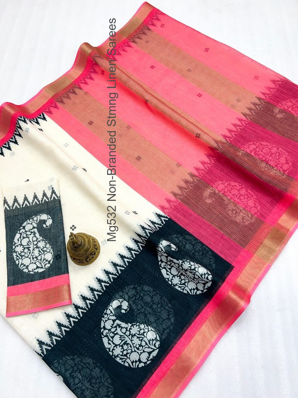 Mg532 Non-Branded Stmng Linen Sarees