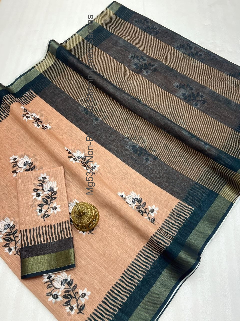 Mg532 Non-Branded Stmng Linen Sarees