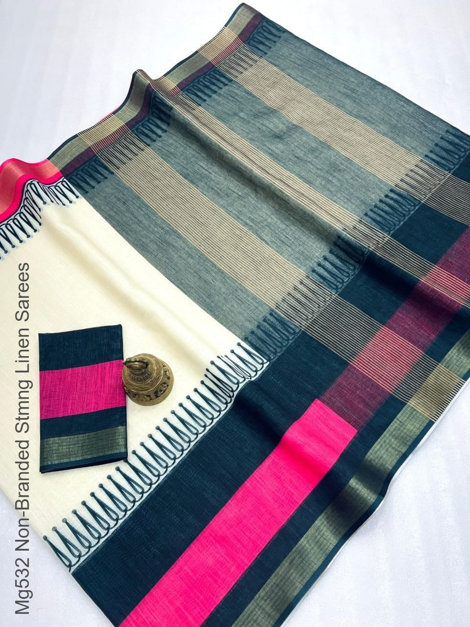 Mg532 Non-Branded Stmng Linen Sarees
