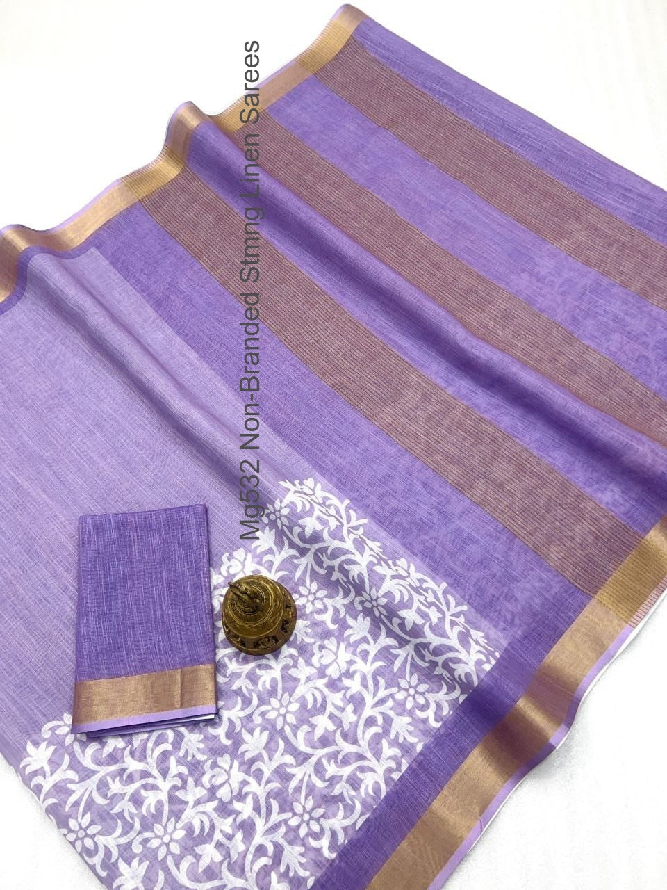 Mg532 Non-Branded Stmng Linen Sarees