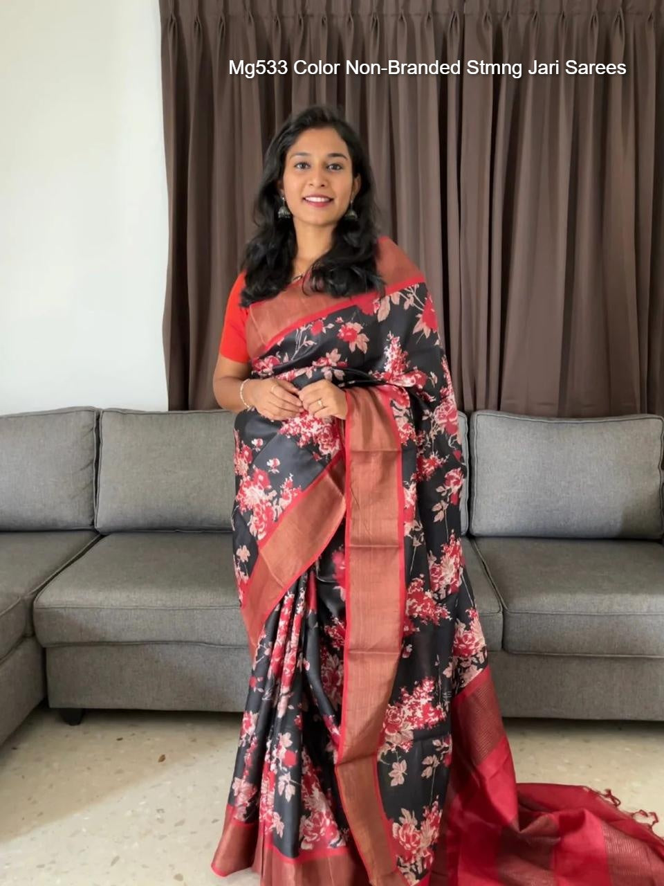 Mg533 Color Non-Branded Stmng Jari Sarees