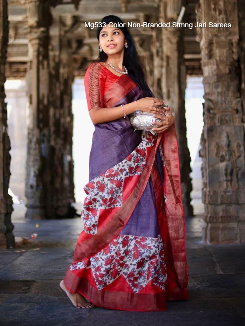 Mg533 Color Non-Branded Stmng Jari Sarees