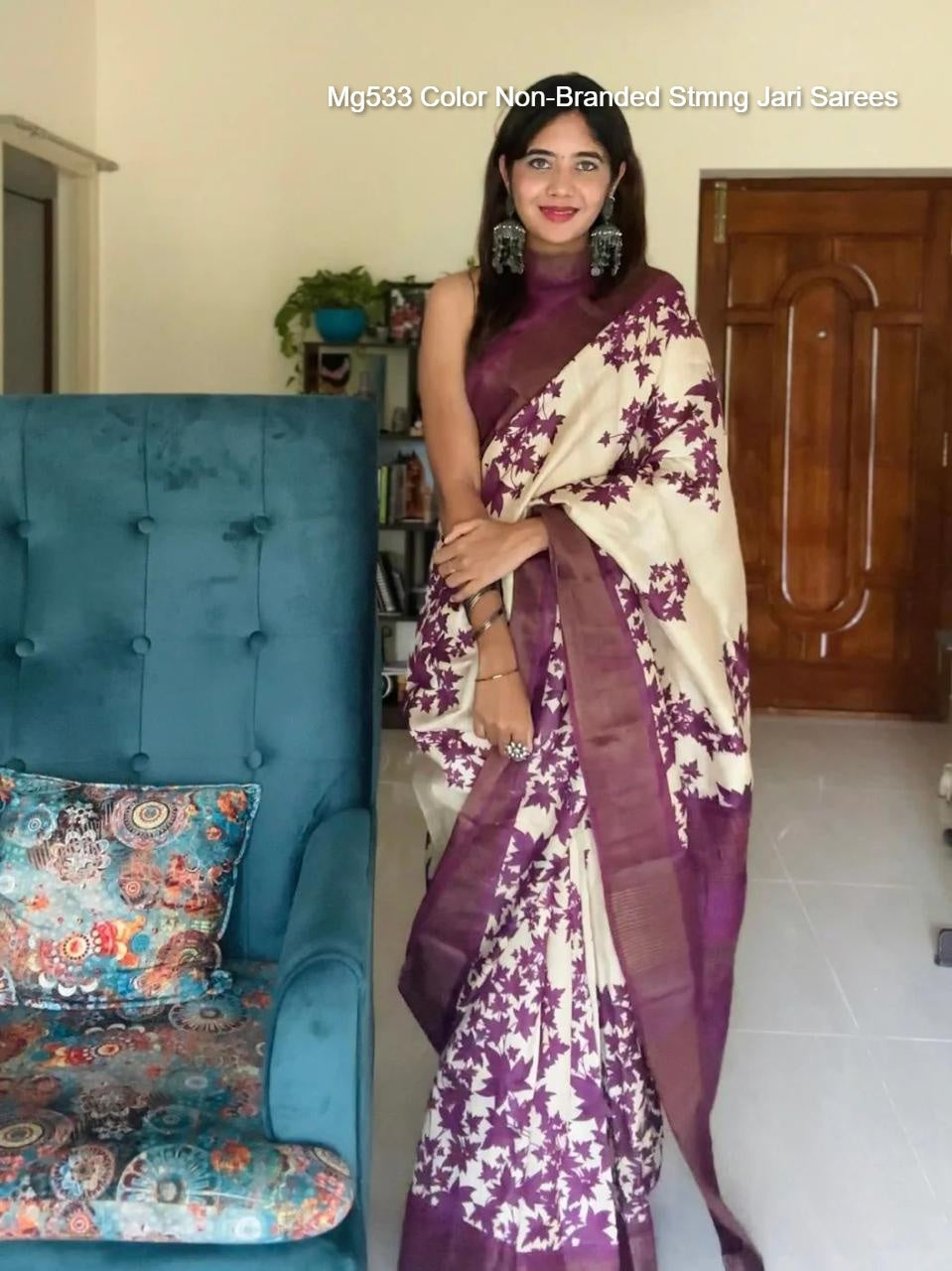 Mg533 Color Non-Branded Stmng Jari Sarees