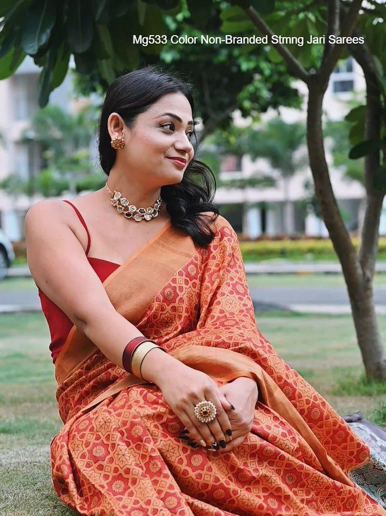 Mg533 Color Non-Branded Stmng Jari Sarees