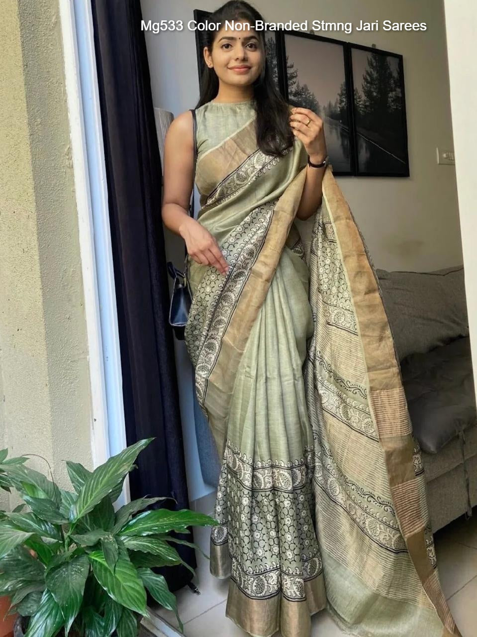 Mg533 Color Non-Branded Stmng Jari Sarees