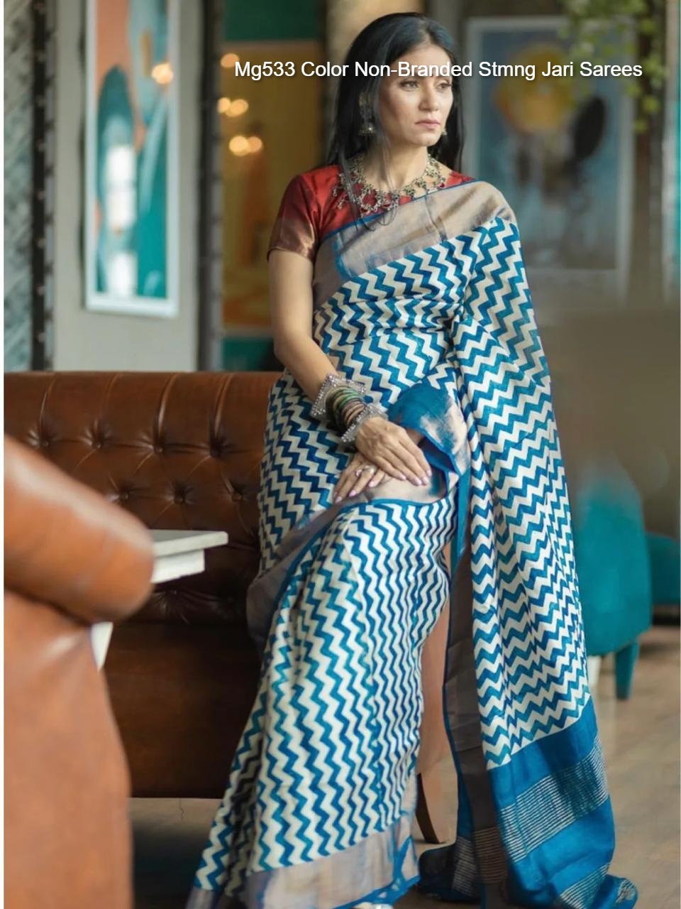 Mg533 Color Non-Branded Stmng Jari Sarees