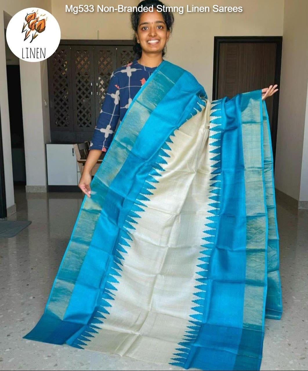 Mg533 Non-Branded Stmng Linen Sarees