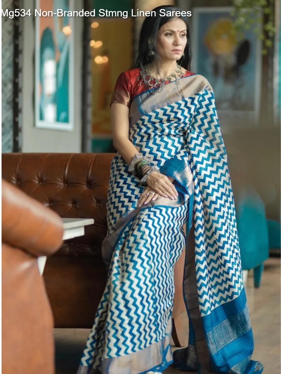 Mg534 Non-Branded Stmng Linen Sarees