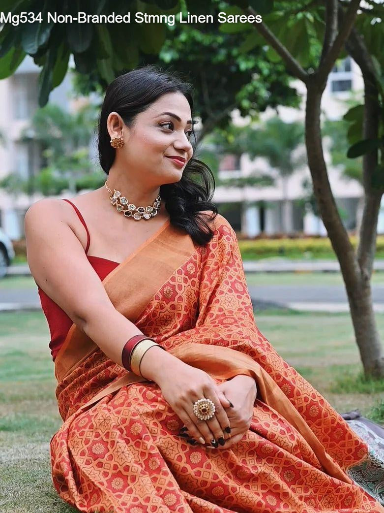 Mg534 Non-Branded Stmng Linen Sarees