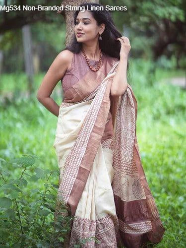 Mg534 Non-Branded Stmng Linen Sarees
