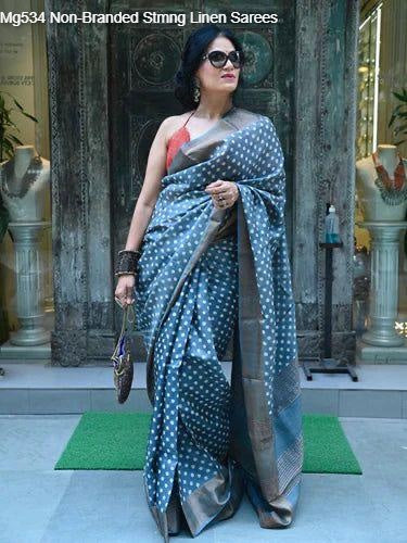 Mg534 Non-Branded Stmng Linen Sarees