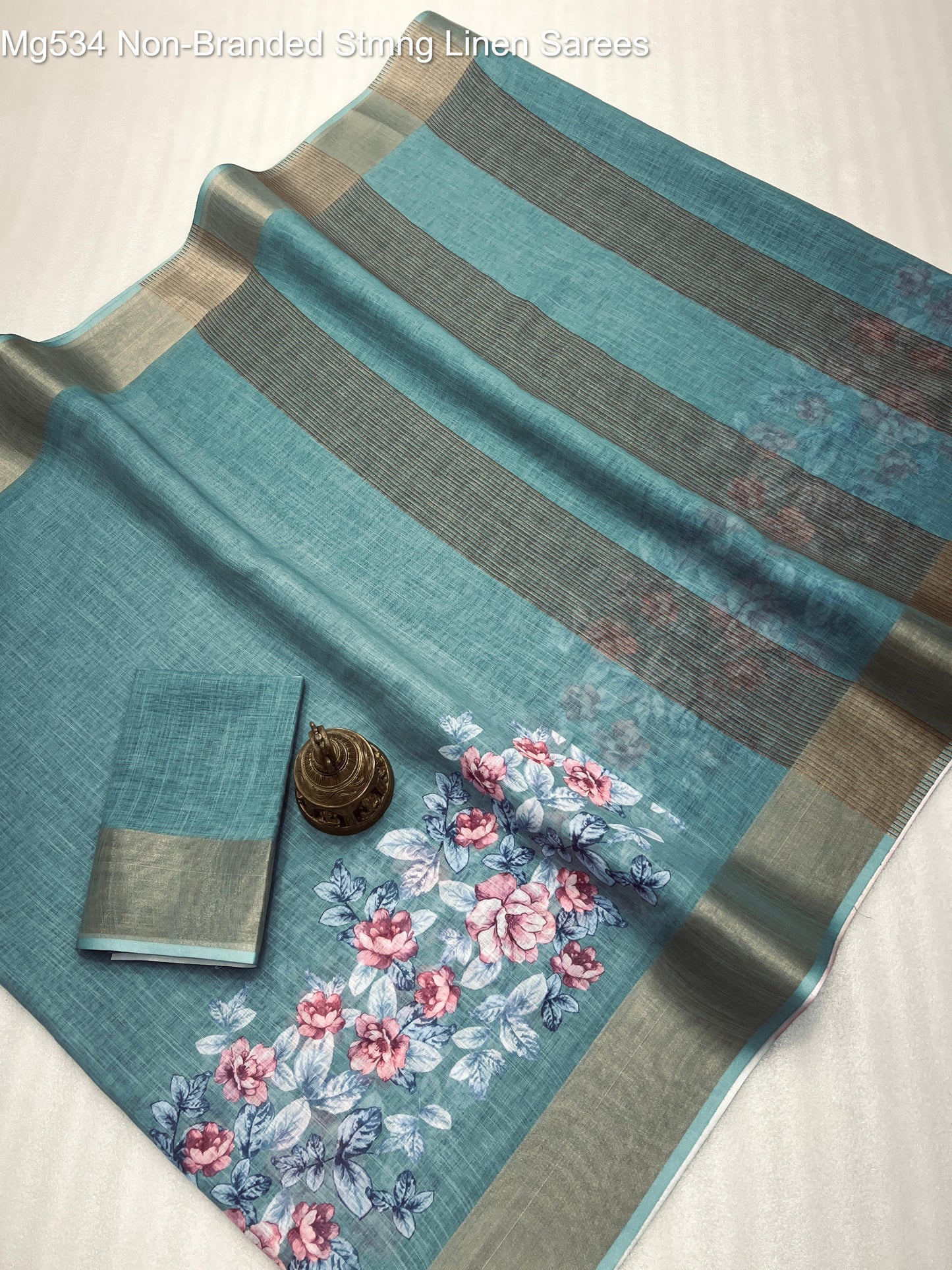 Mg534 Non-Branded Stmng Linen Sarees
