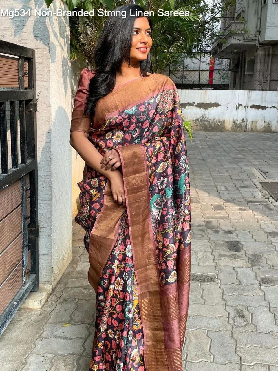 Mg534 Non-Branded Stmng Linen Sarees