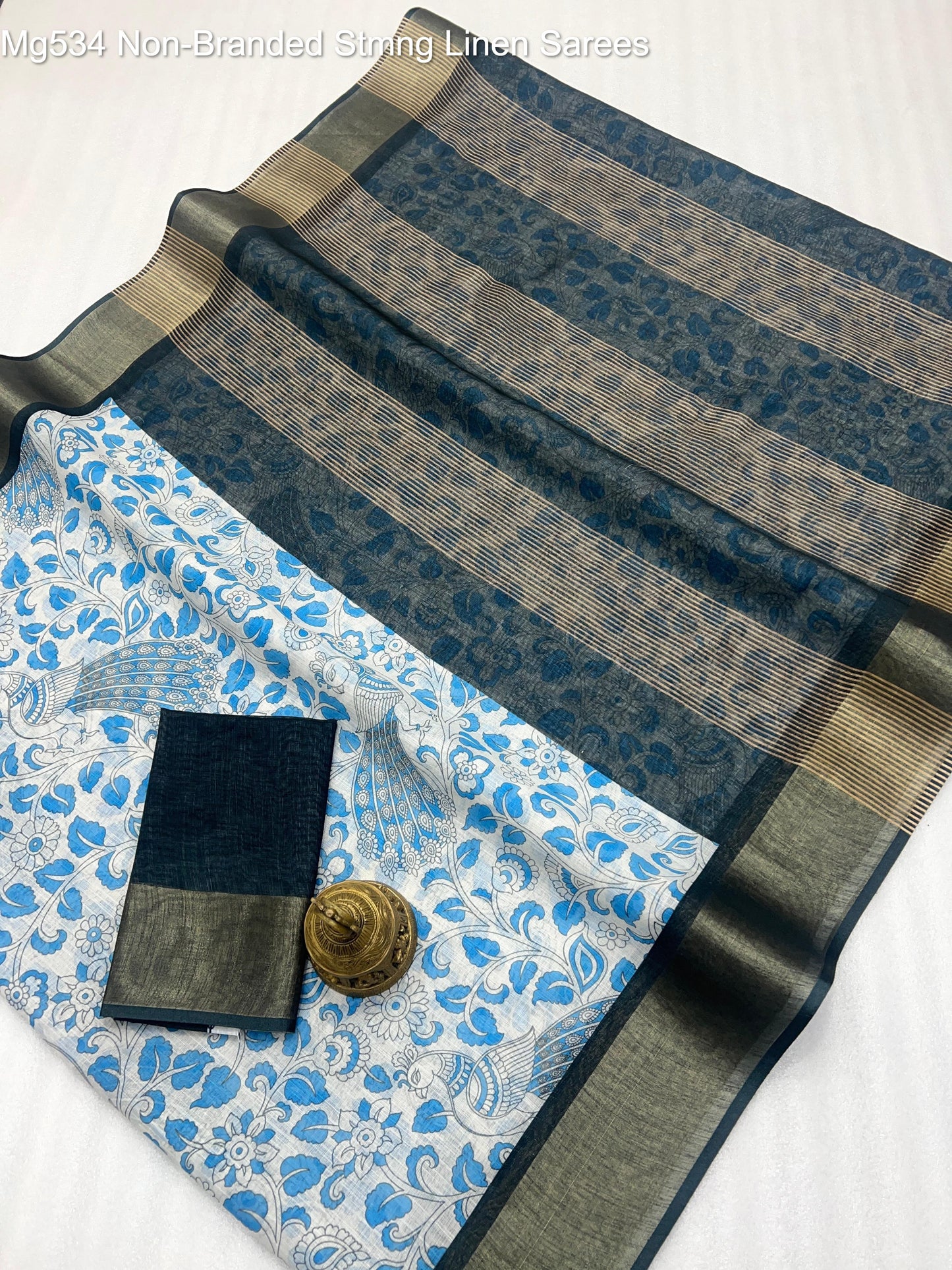 Mg534 Non-Branded Stmng Linen Sarees