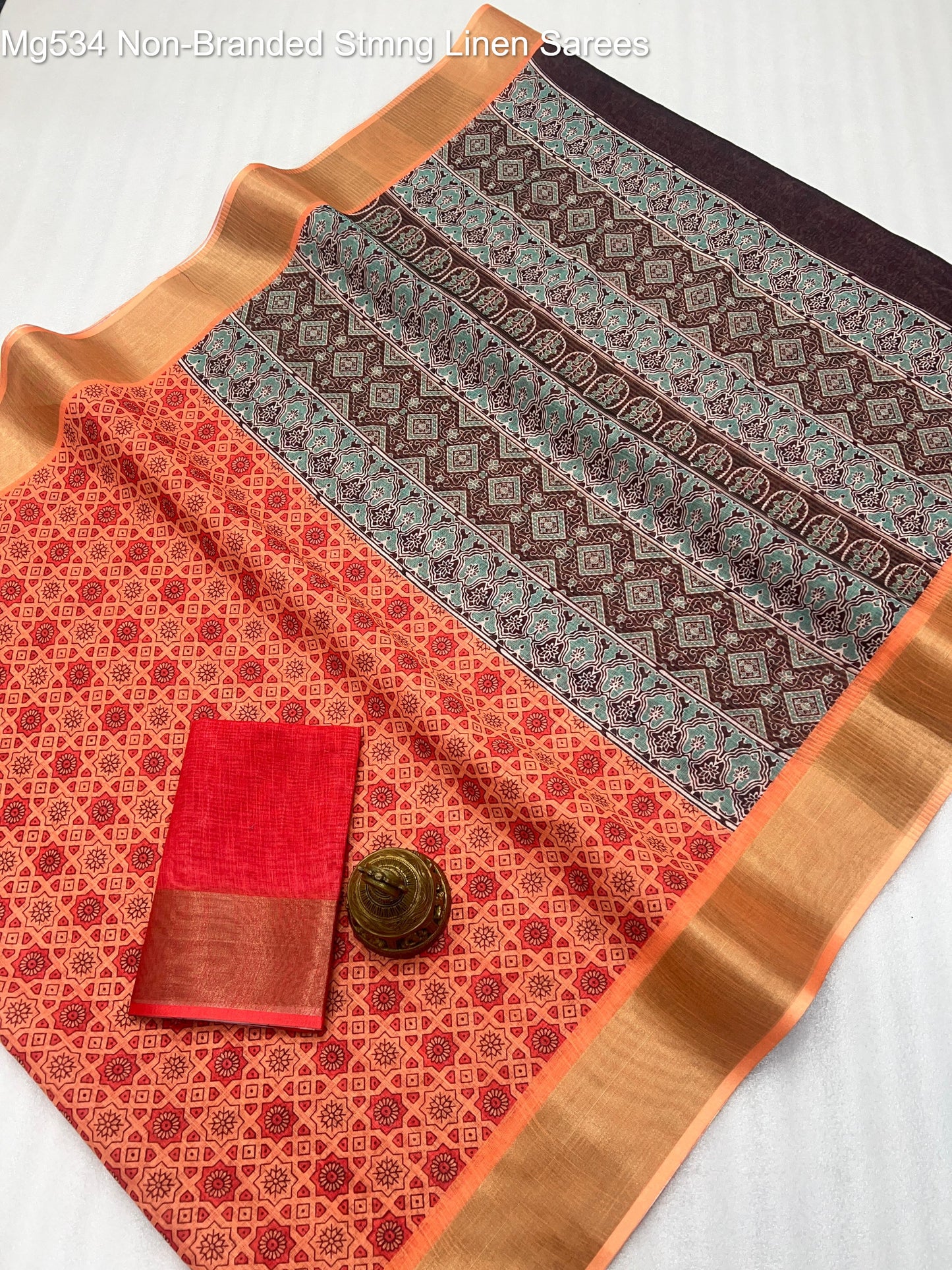 Mg534 Non-Branded Stmng Linen Sarees