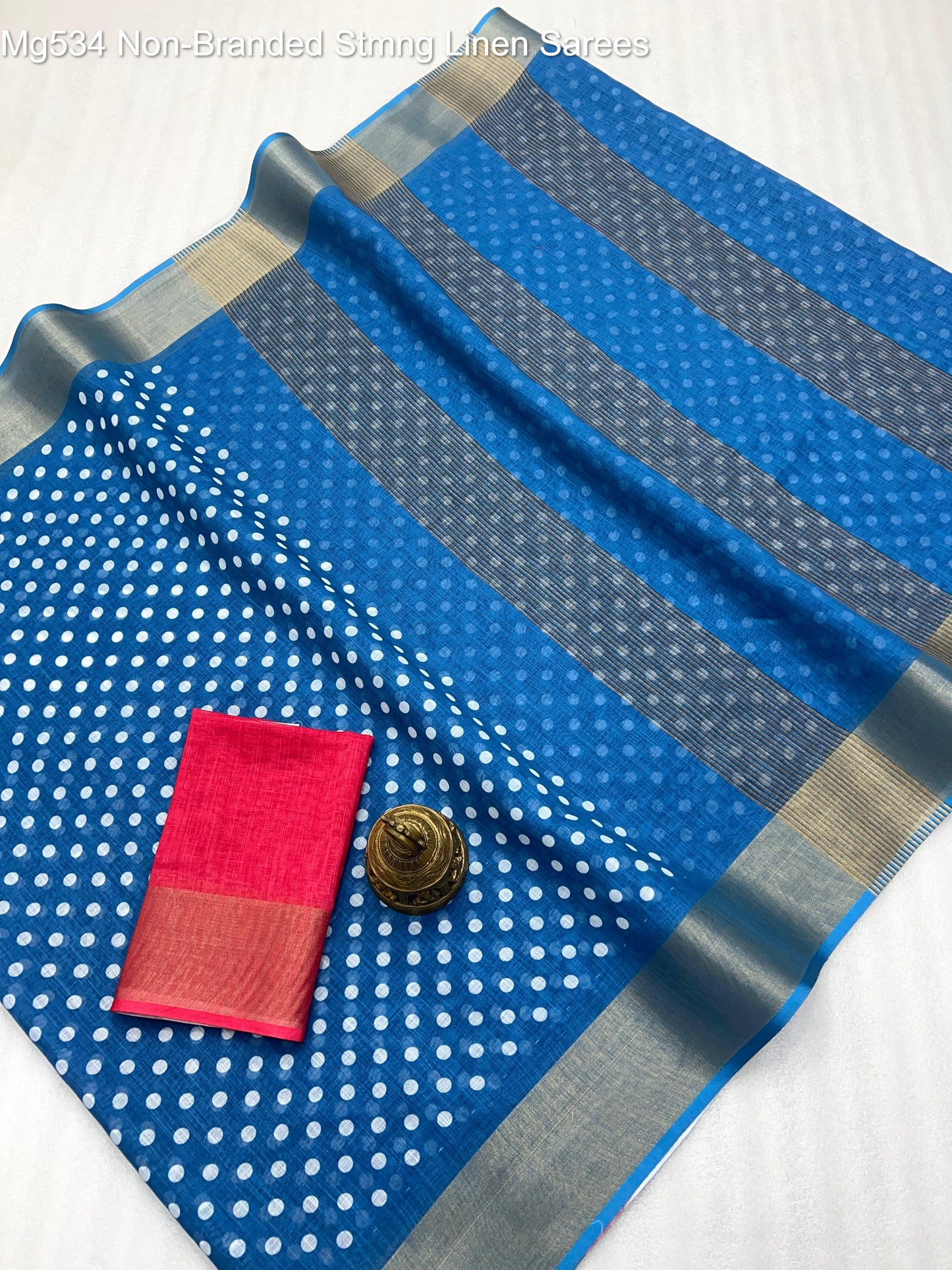 Mg534 Non-Branded Stmng Linen Sarees