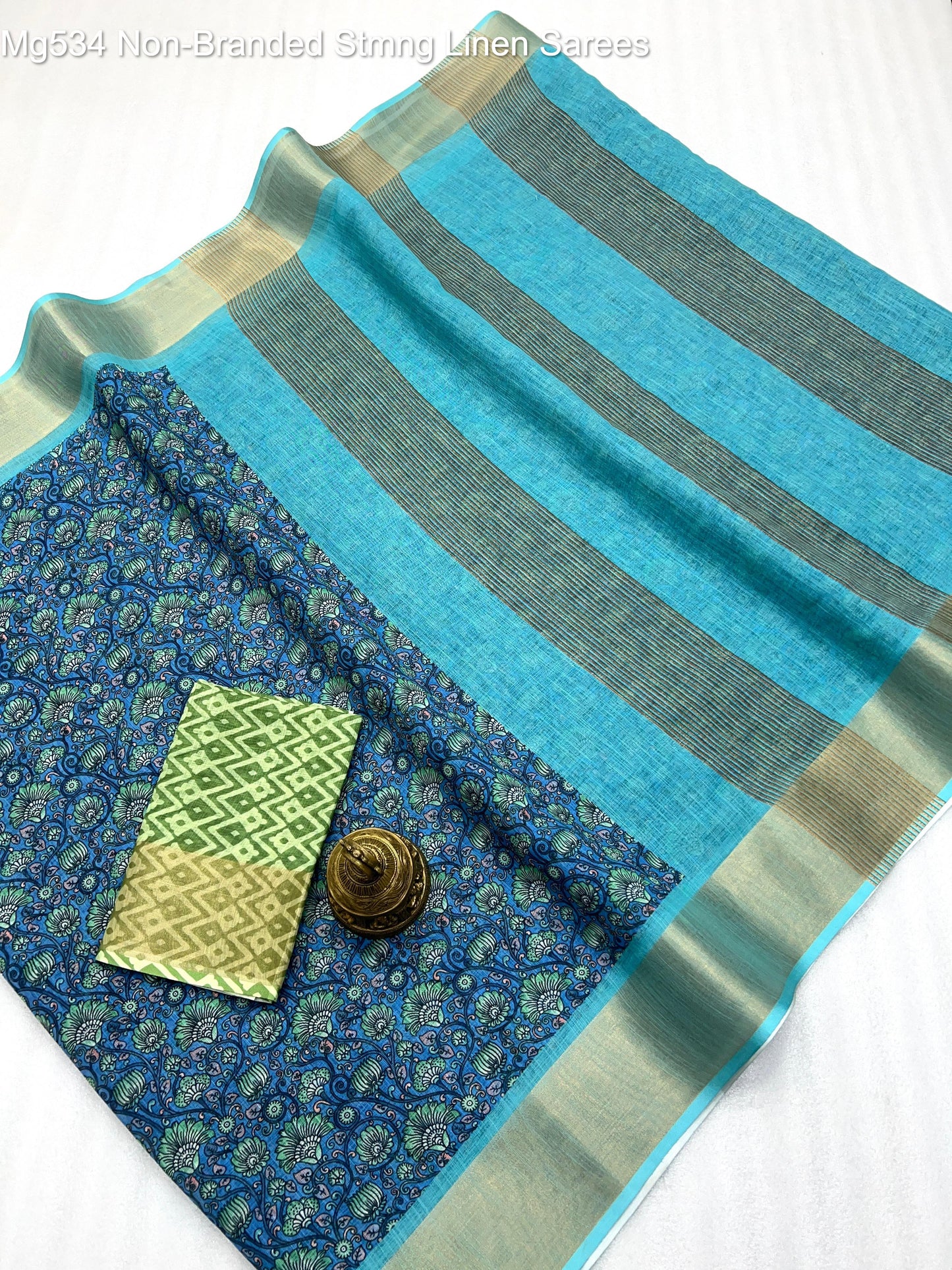 Mg534 Non-Branded Stmng Linen Sarees