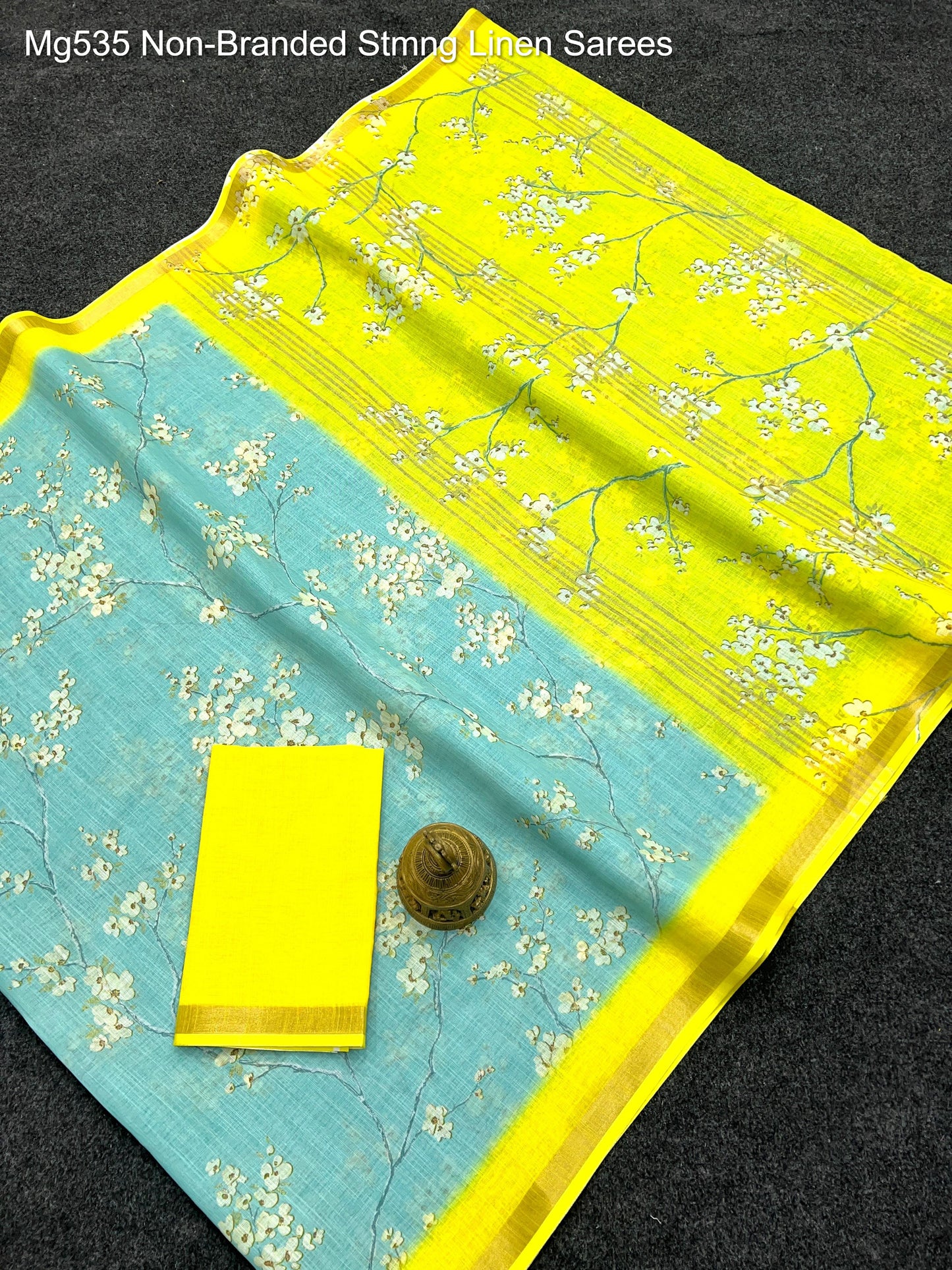 Mg535 Non-Branded Stmng Linen Sarees