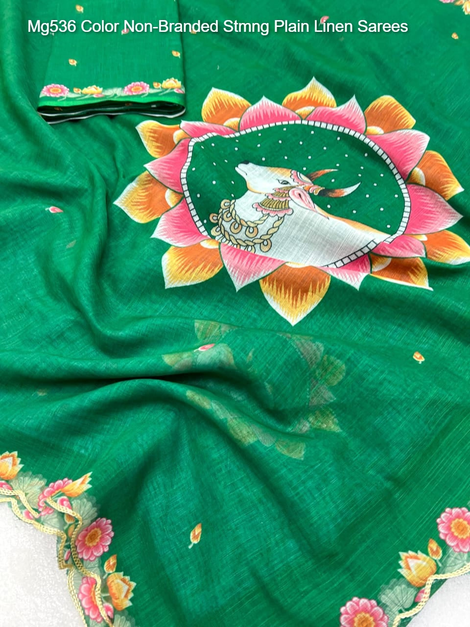 Mg536 Color Non-Branded Stmng Plain Linen Sarees