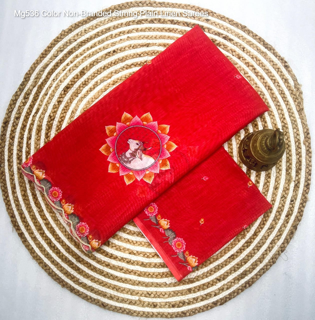 Mg536 Color Non-Branded Stmng Plain Linen Sarees