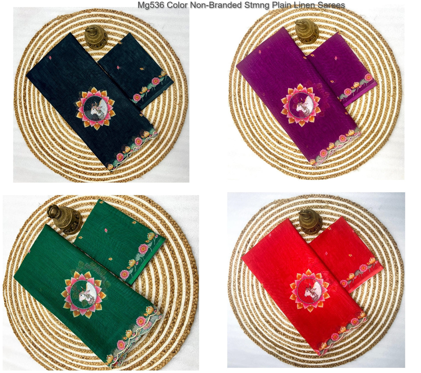 Mg536 Color Non-Branded Stmng Plain Linen Sarees