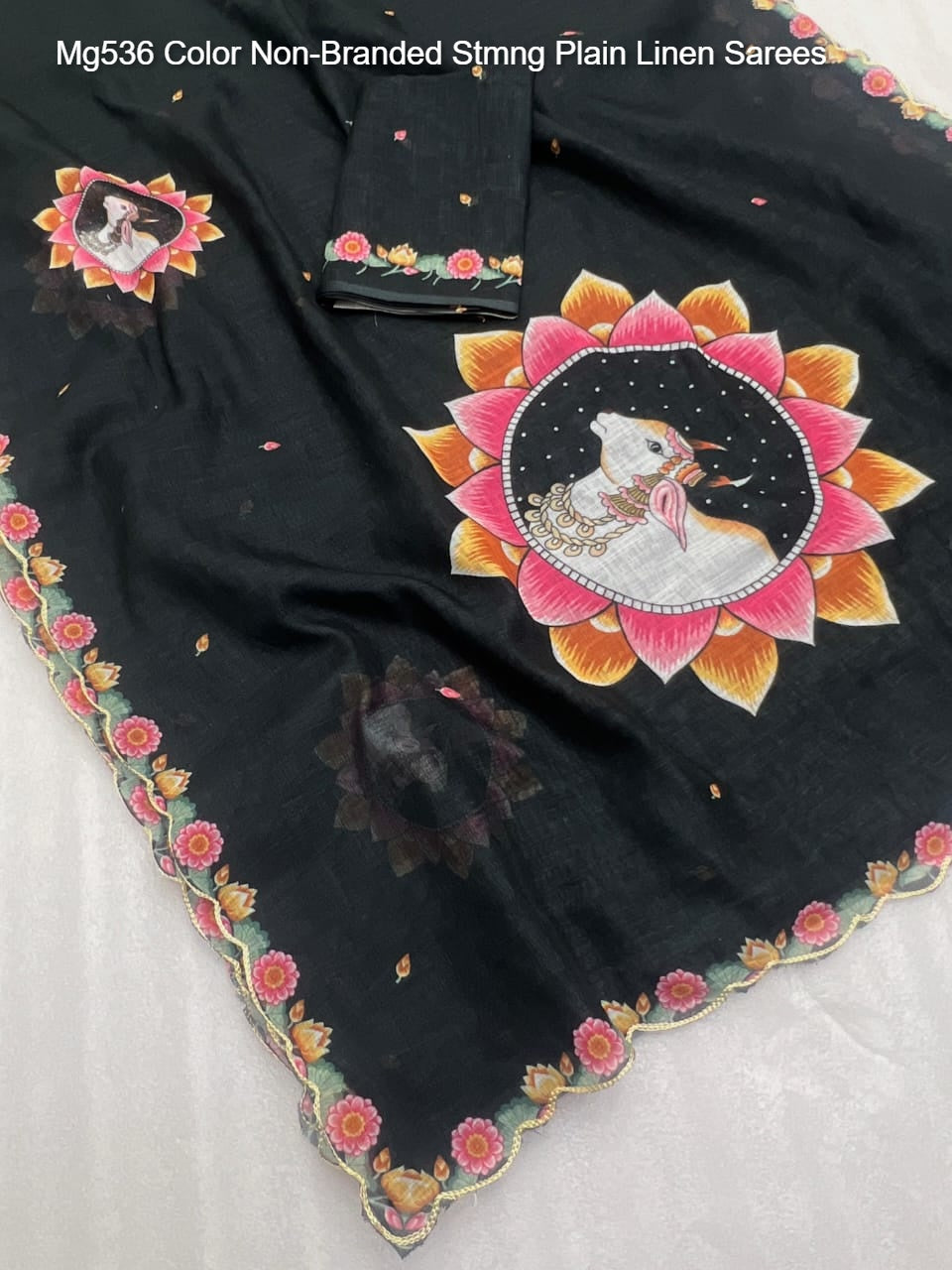 Mg536 Color Non-Branded Stmng Plain Linen Sarees