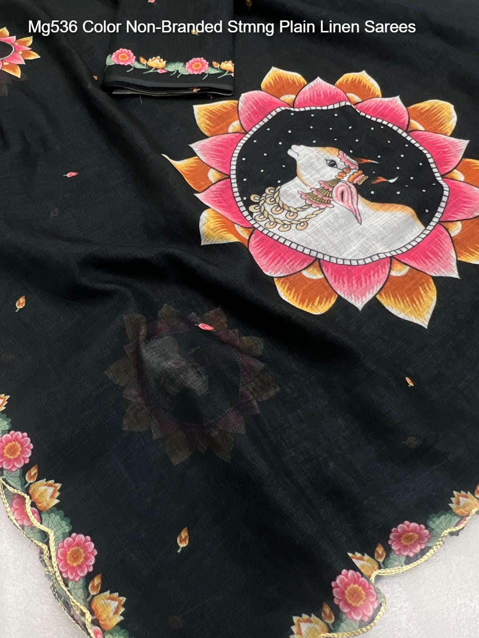 Mg536 Color Non-Branded Stmng Plain Linen Sarees