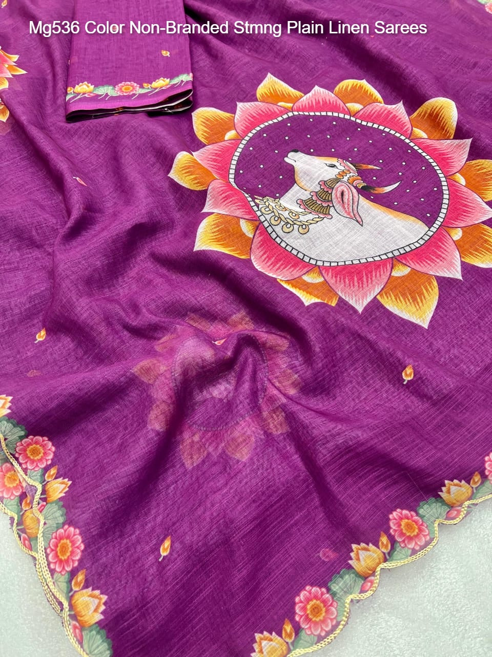 Mg536 Color Non-Branded Stmng Plain Linen Sarees