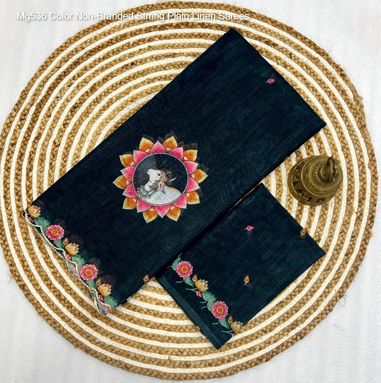 Mg536 Color Non-Branded Stmng Plain Linen Sarees