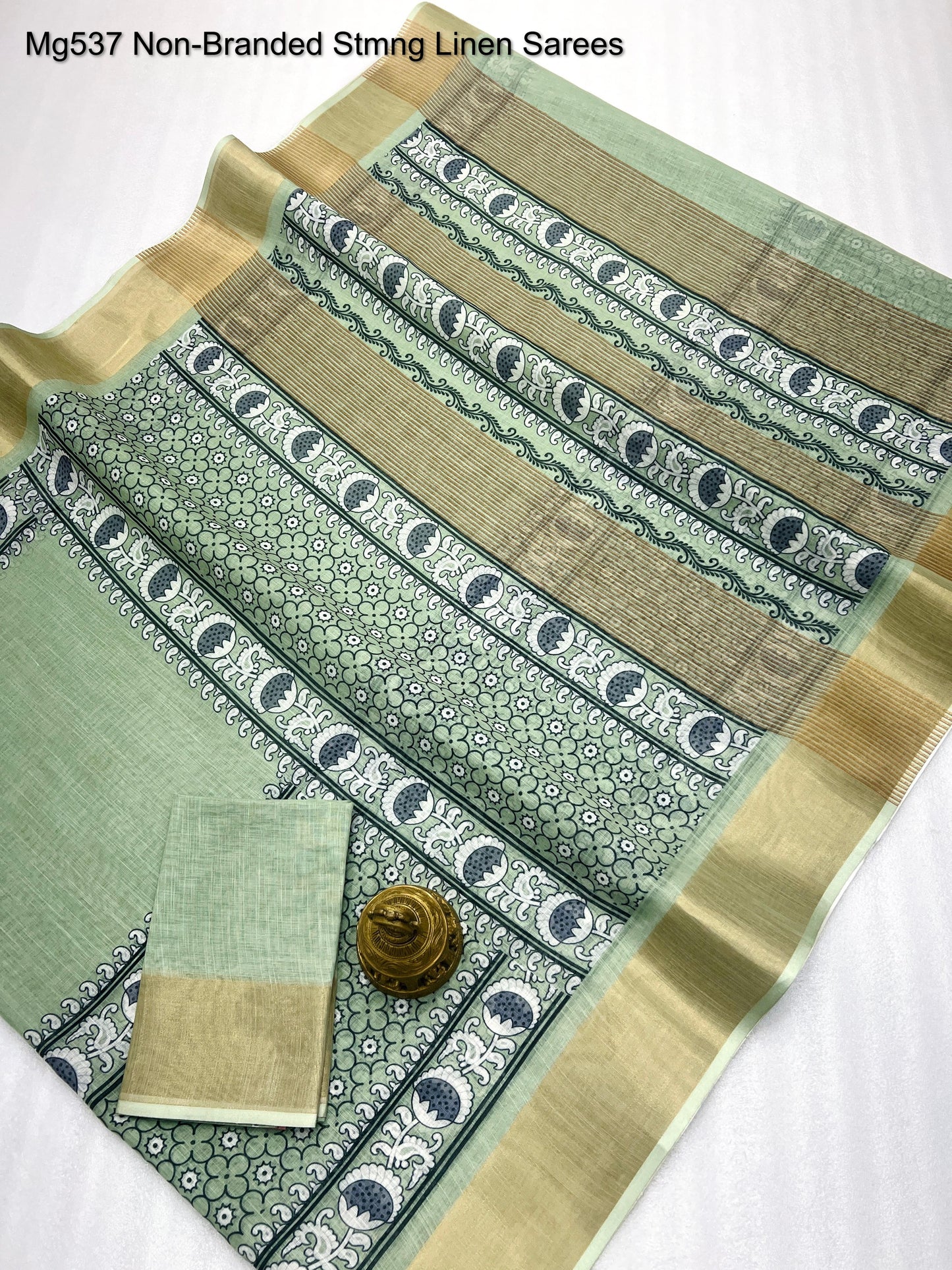 Mg537 Non-Branded Stmng Linen Sarees
